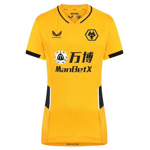 Camiseta Wolves 1ª Mujer 2021-2022 Amarillo